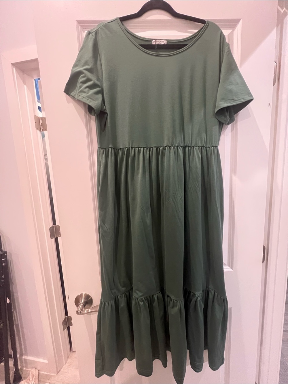Olive Green Tiered Midi Dress
